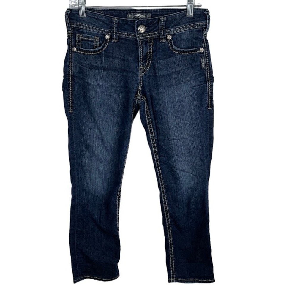 Silver Jeans Co. Suki Capri Jeans Womens Dark Wash Denim 30x26 Western Cowgirl